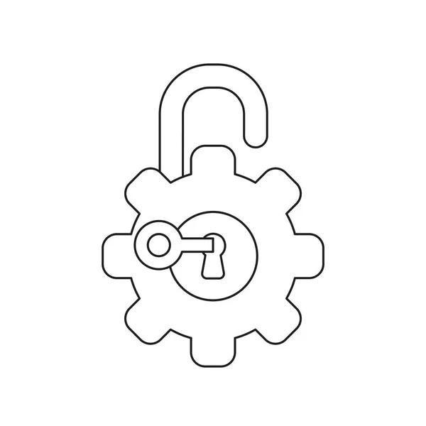 Vector icon concept of key unlock gear padlock. — Stock Vector