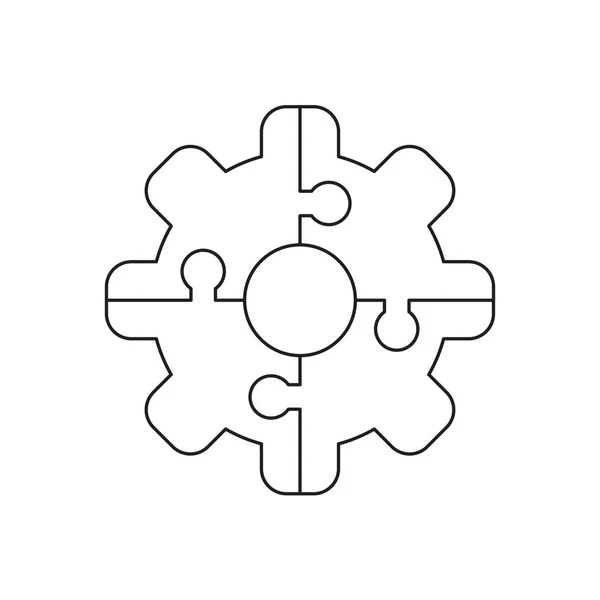Vector icon concept of jigsaw puzzle pieces gear connected. — Stock Vector
