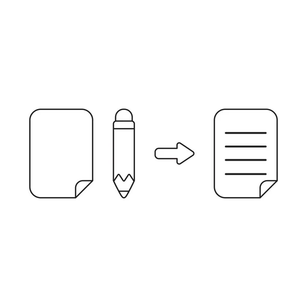 Icono vectorial concepto de papel en blanco, lápiz, papel escrito . — Vector de stock