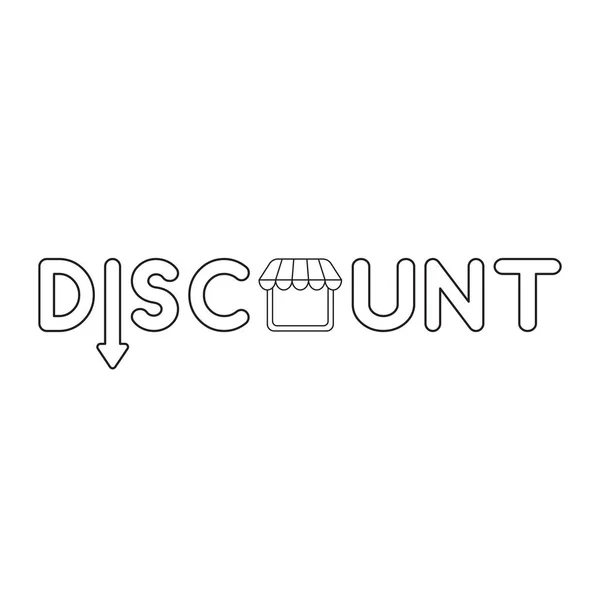 Vektor-Icon-Konzept von Discount-Wort mit Pfeil nach unten und Shop st — Stockvektor