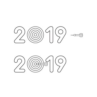 Vektör simgesi kavramı 2019'da boğagözü ve dart ile cente