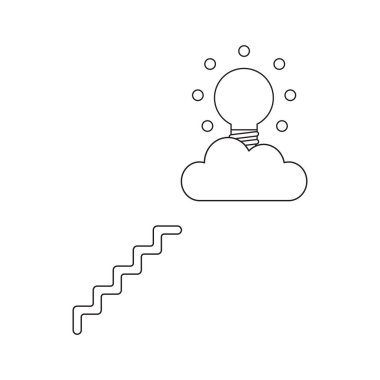 Merdivenli bulut üzerindeki ampulvektör simgesi kavramı.