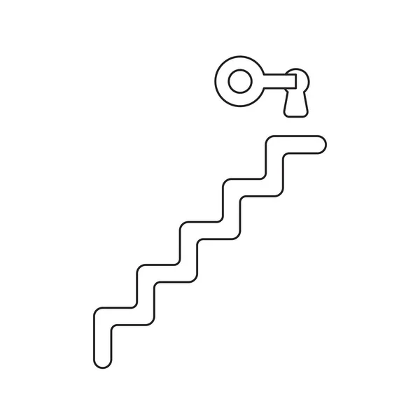 Vector icoon concept van sleutel in sleutelgat op de top van de trap. — Stockvector