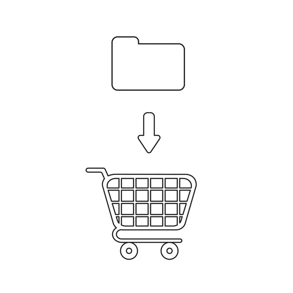 Vector pictogram concept van gesloten map in winkelwagen. — Stockvector