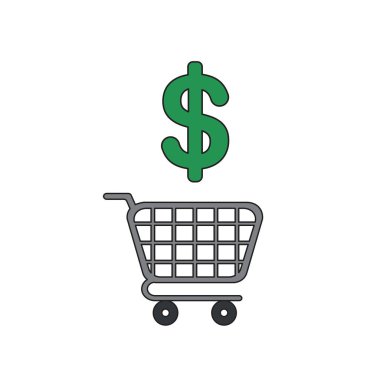 Dolar ile alışveriş sepeti Vektör simgesi kavramı.