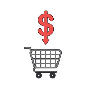 Dolar ok hareketli yapmak ile alışveriş sepeti Vektör simgesi kavramı