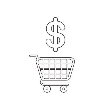 Dolar ile alışveriş sepeti Vektör simgesi kavramı.