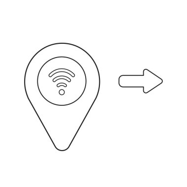 Wifi sembolü ile harita işaretçisinin vektör simgesi kavramı.