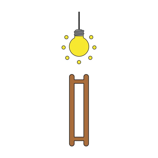 Icône vectorielle concept d'ampoule lumineuse et échelle avec missin — Image vectorielle
