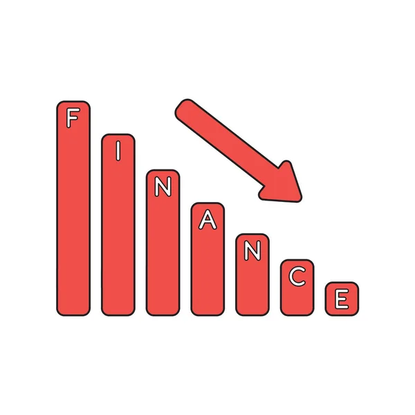 Vector icon concept of finance sales bar graph down. — Stock Vector