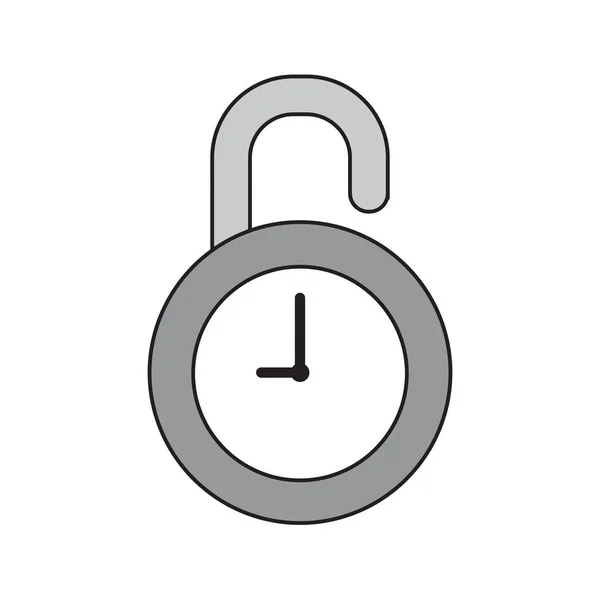 Conceito de ícone vetorial de cadeado de relógio aberto . — Vetor de Stock