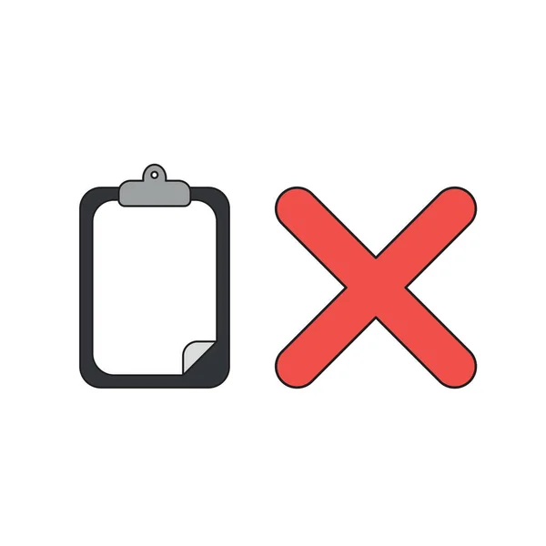 Vector icon concept of clipboard with paper and x mark. — Stock Vector