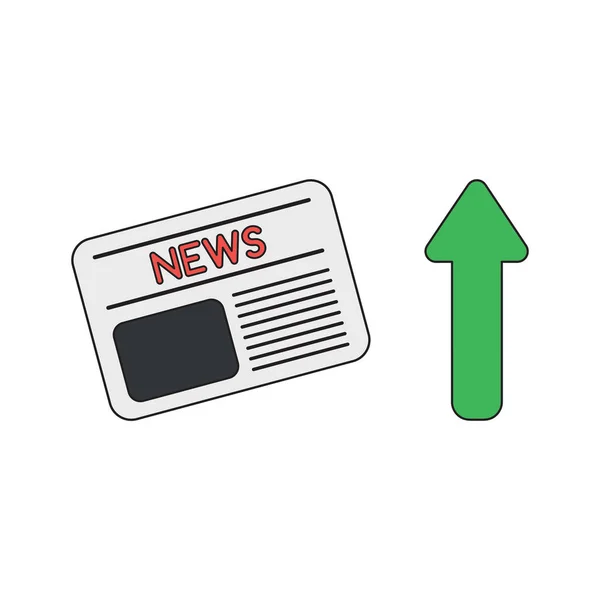Vektor-Icon-Konzept der Zeitung mit Pfeil nach oben. — Stockvektor