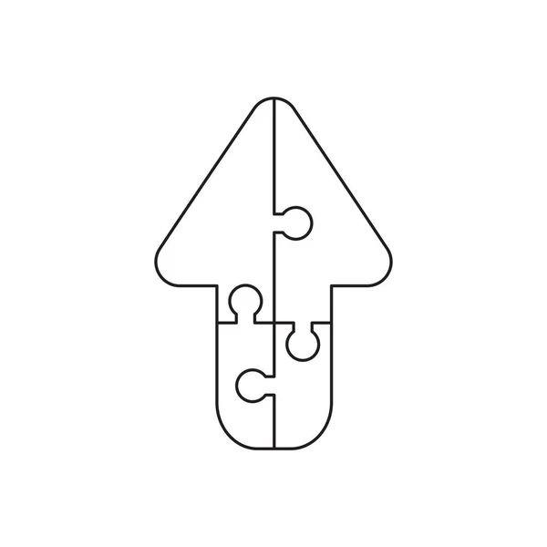 Concept d'icône vectorielle de quatre pièces de puzzle flèche connectée — Image vectorielle