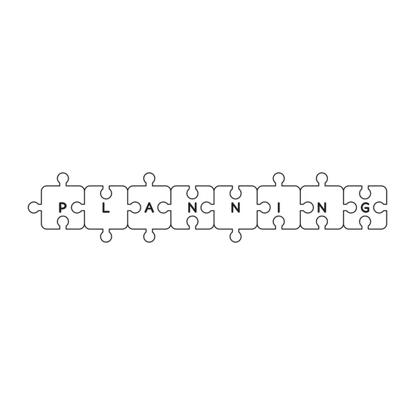Conceito de ícone vetorial de oito peças de planejamento de peças de quebra-cabeça conne — Vetor de Stock