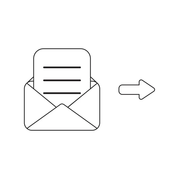 Vektor ikon begreppet kuvert med skriftligt papper. — Stock vektor