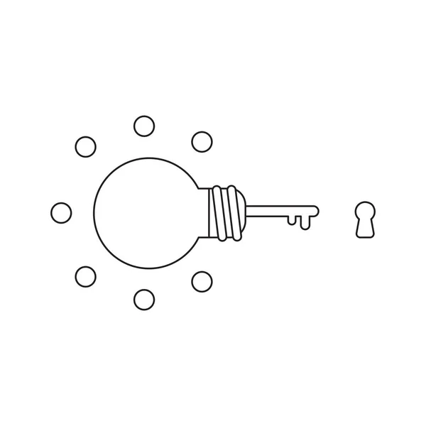 Concepto de icono vectorial de la llave de bombilla brillante y ojo de cerradura . — Archivo Imágenes Vectoriales