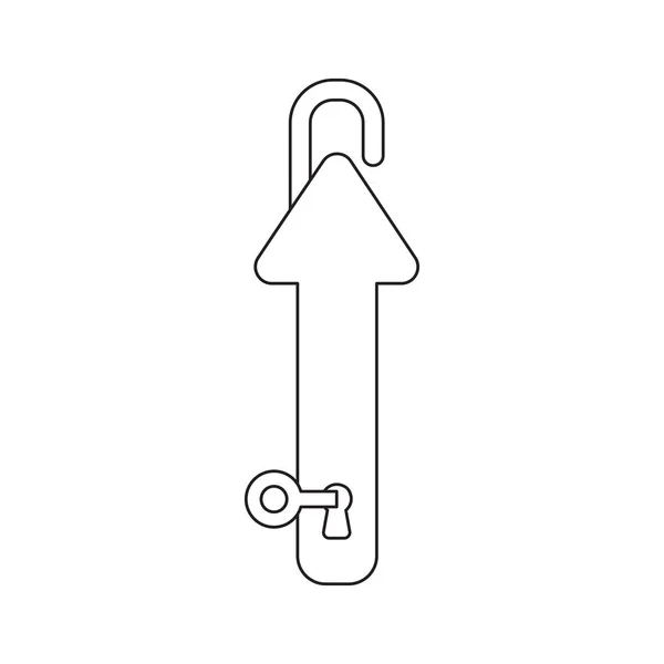 Concept d'icône vectorielle de clé dans le trou de serrure et le cadenas de flèche ouvert — Image vectorielle