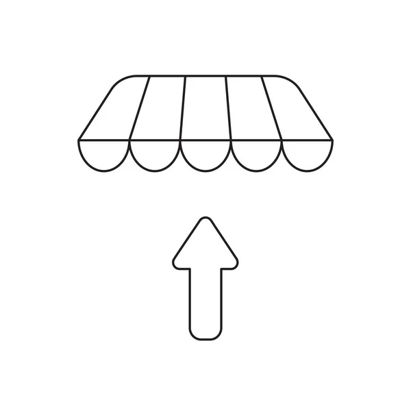 ショップオーニングの下に矢印のベクトルアイコンの概念. — ストックベクタ