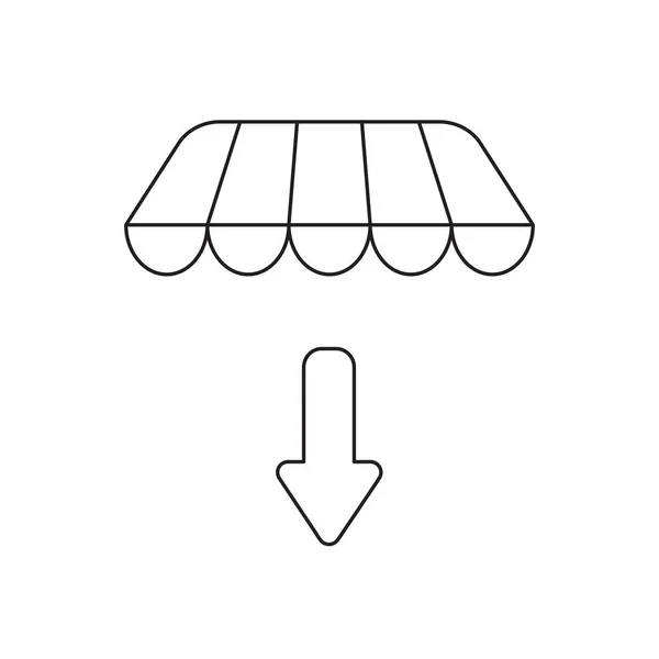 Vector icoon concept van pijl naar beneden onder Shop Store luifel. — Stockvector