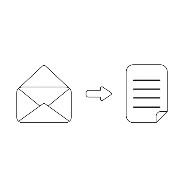 Concept d'icône vectorielle de l'enveloppe ouverte avec papier écrit . — Image vectorielle