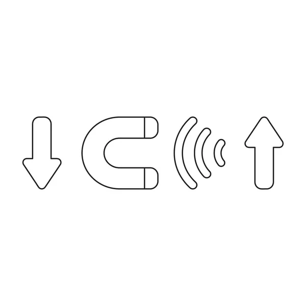 Concepto de icono vectorial de imán atrayendo flecha hacia abajo . — Archivo Imágenes Vectoriales