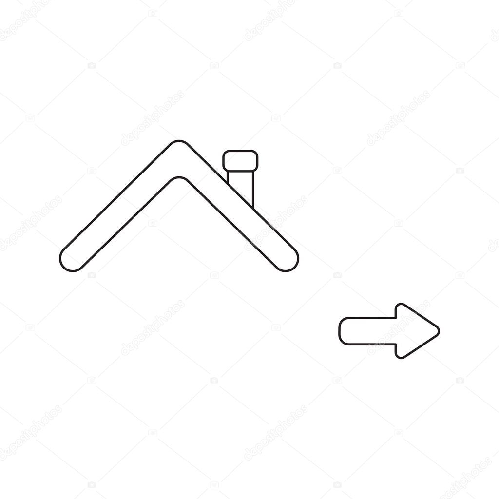 Vector icon concept of roof with arrow pointing right.