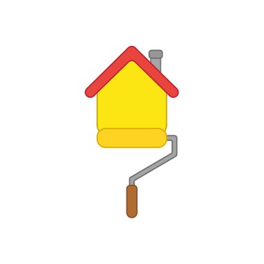 Silindir boya fırça boyama evi vektör simgesi kavramı. 