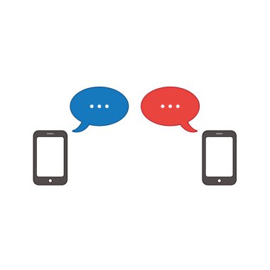İki konuşma balonu ile iki akıllı telefonun vektör simgesi kavramı. 
