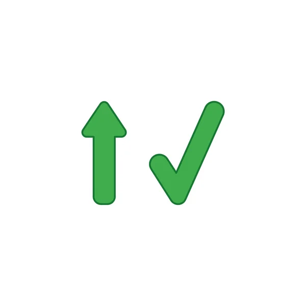 Vector icon concept of arrow pointing up and check mark. — Stock Vector