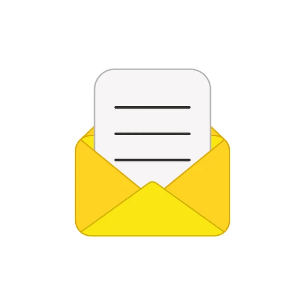 Vector icoon van geopende mail envelop met geschreven papier. — Stockvector