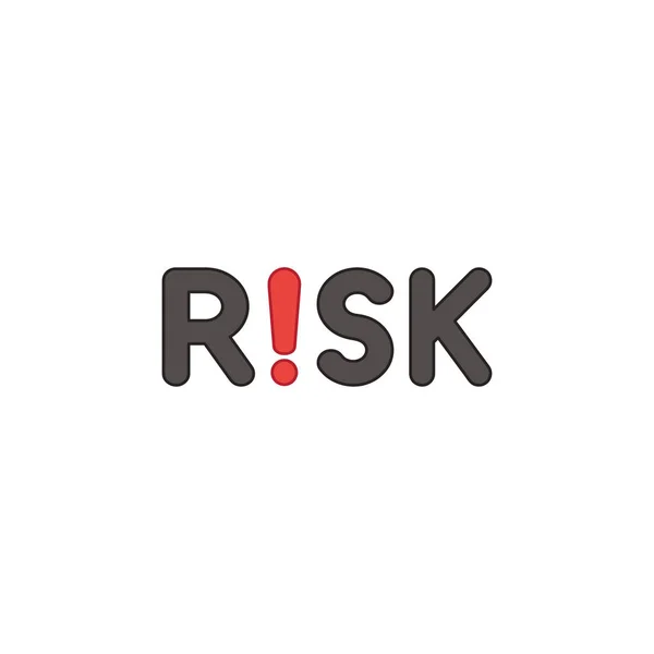 Vektor ikon fogalma kockázati szöveg felkiáltójellel. — Stock Vector