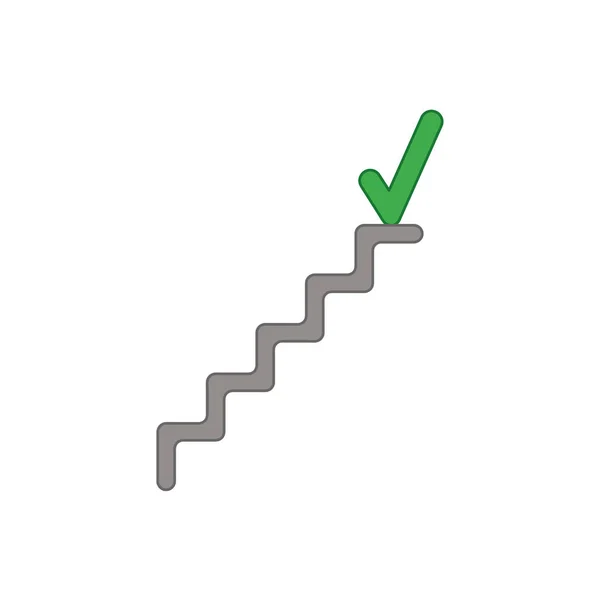 Conceito de ícone vetorial de escadas com marca de seleção no topo . —  Vetores de Stock