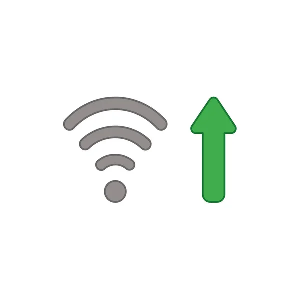 Vector icono concepto de wifi símbolo inalámbrico con flecha en movimiento hacia arriba — Vector de stock