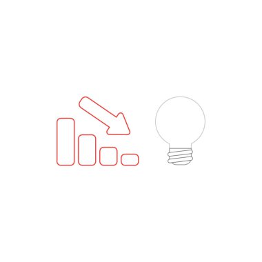 Aşağı yı işaret eden oklu satış çubuğu grafiğivektör simgesi kavramı 