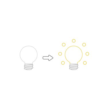 Gri ampul ve parlayan ampul vektör simgesi kavramı, b