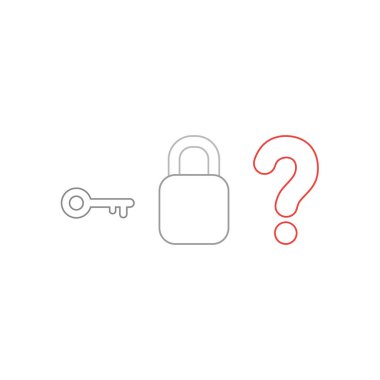 Anahtar deliği olmadan kapalı asma kilit ile anahtar vektör simgesi kavramı