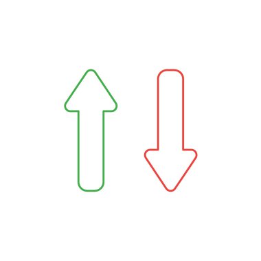 Yukarı ve aşağı işaret eden iki okvektör simgesi kavramı.