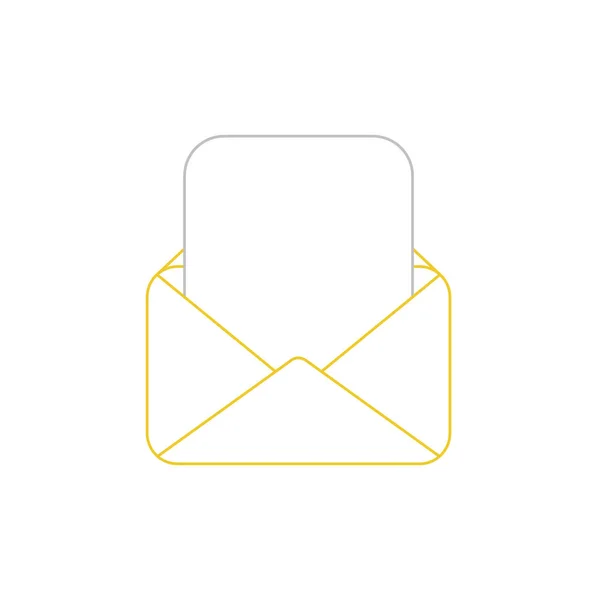 Icono vectorial del sobre de correo abierto con papel en blanco . — Vector de stock
