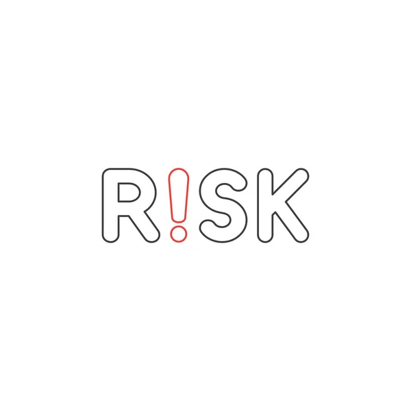 Vector icon concept of risk text with exclamation mark. — Stock Vector