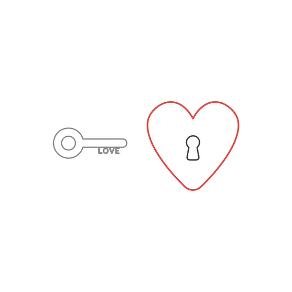 Vector Icon begreppet kärlek nyckel och hjärta med Keyhole. — Stock vektor