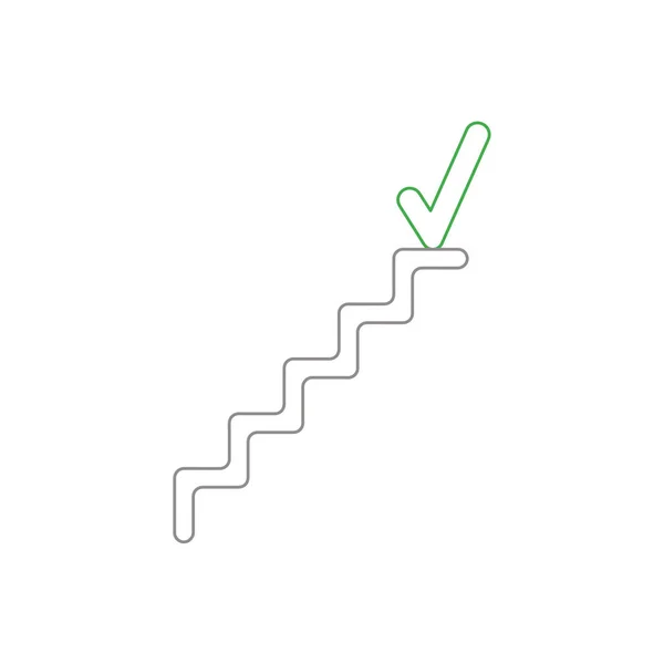 Conceito de ícone vetorial de escadas com marca de seleção no topo . — Vetor de Stock