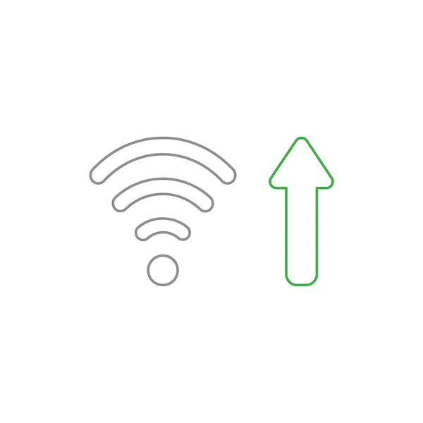 Conceito de ícone vetorial do símbolo sem fio wifi com seta se movendo para cima —  Vetores de Stock