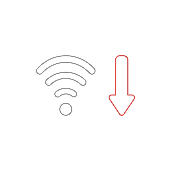 Vektor-Icon-Konzept von Wifi Wireless mit Pfeil nach unten symbolhaft — Stockvektor