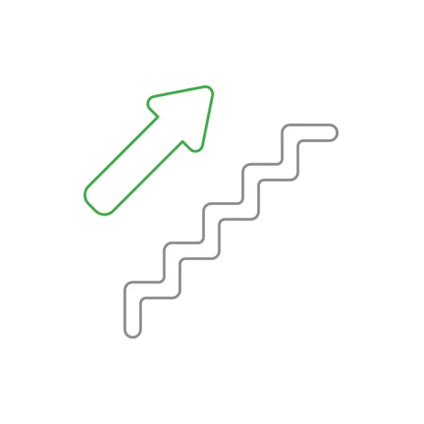 Conceito de ícone vetorial de escadas com seta apontando para cima . —  Vetores de Stock