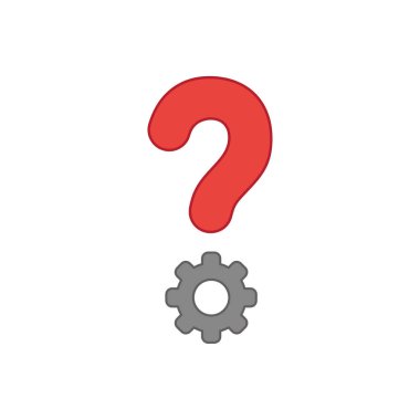 Dişli ile soru işareti vektör simgesi kavramı.