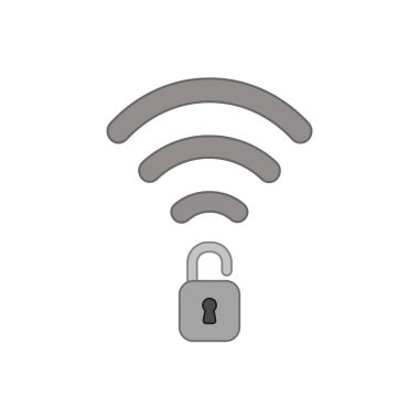 Açık asma kilit ile kablosuz sembolü vektör simge kavramı.