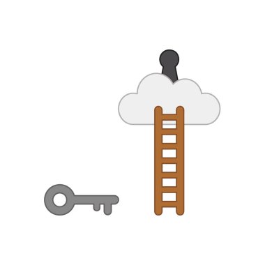 Anahtar anahtar anahtarı nın vektör simgesi konsepti ahşap la ile bulut üzerinde anahtar deliği