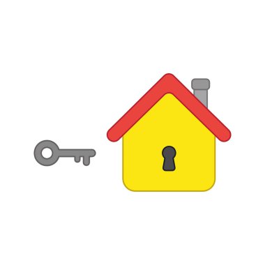 Anahtar deliği ile anahtar ve ev vektör simgesi kavramı.