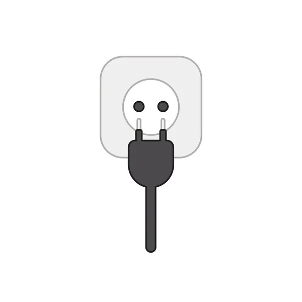 Vector icon concept of plug with cable and outlet. — Stock Vector